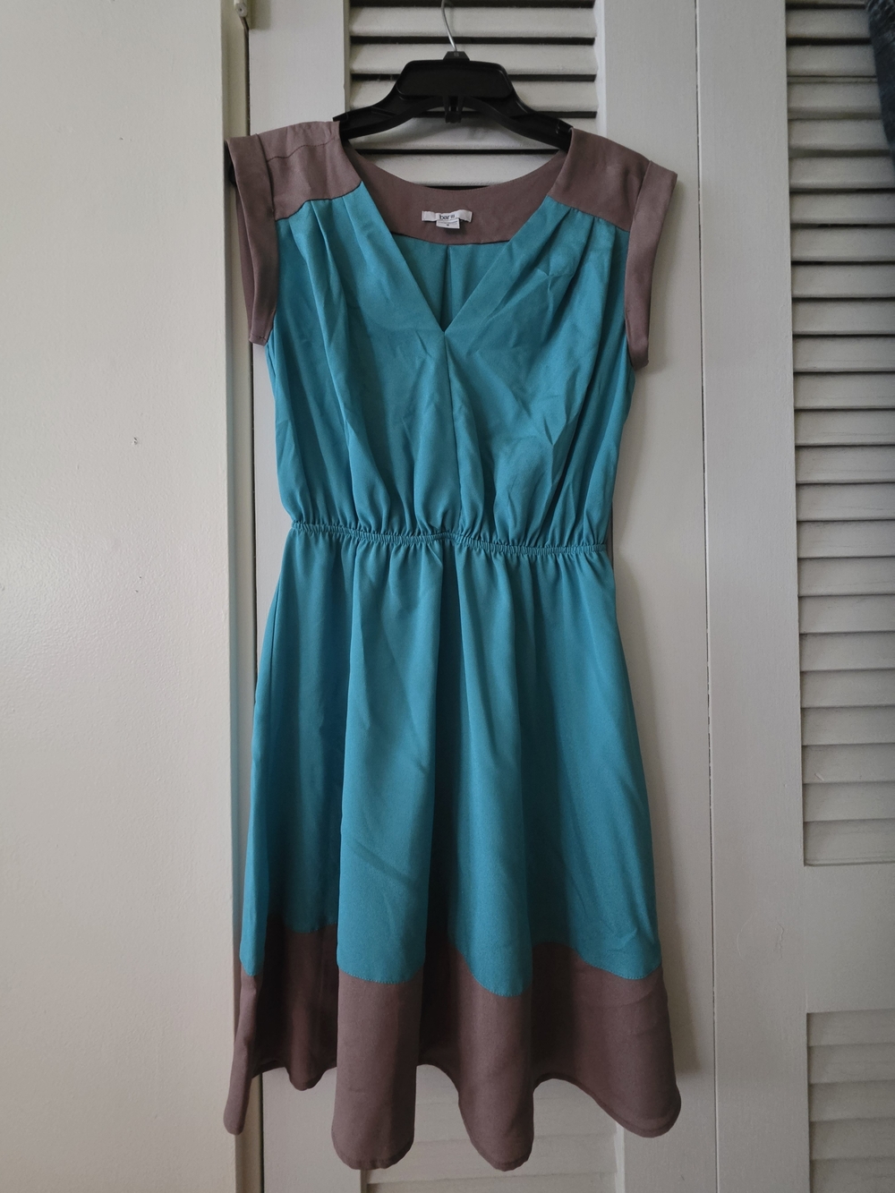 Bar III Turquoise and Taupe Colorblock Midi Dress